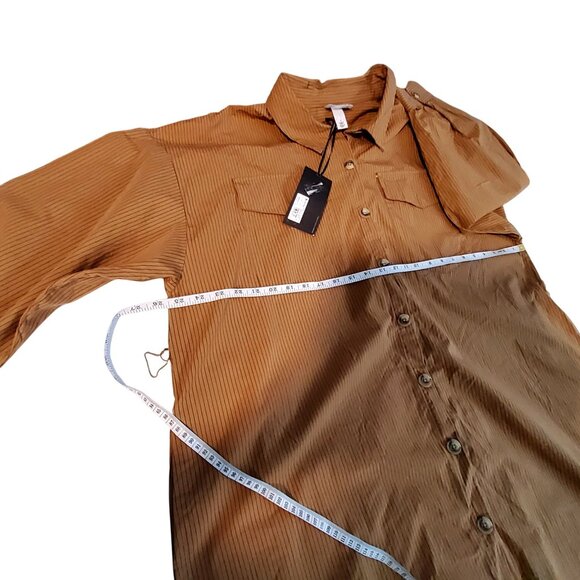 Button-Down Long Sleeve Brown Dress Shirt With Pockets S L By Future Collective - Picture 2 of 9